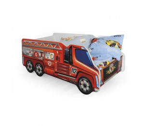 Pachet Pat Copii - HM Fire Truck + Saltea 70x140 cm - 2-8 ani